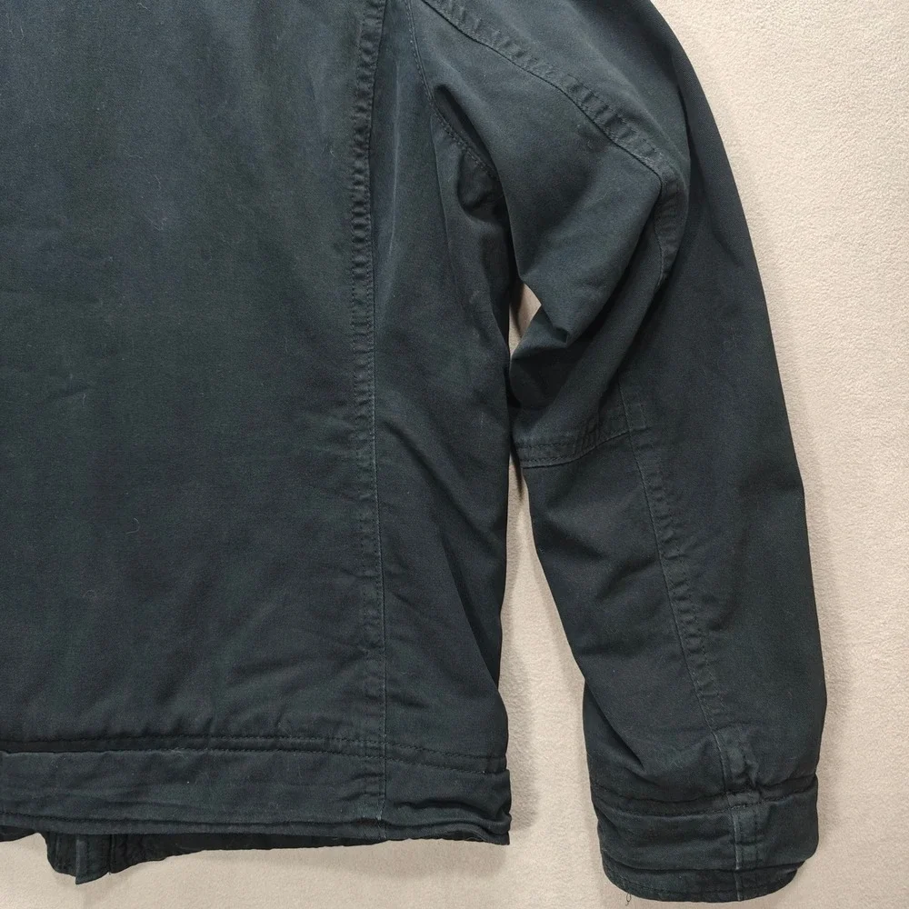 Y2K Hollister Military Jacket Mens XL Blue Sherpa Lined Full Zip Utility Heavy